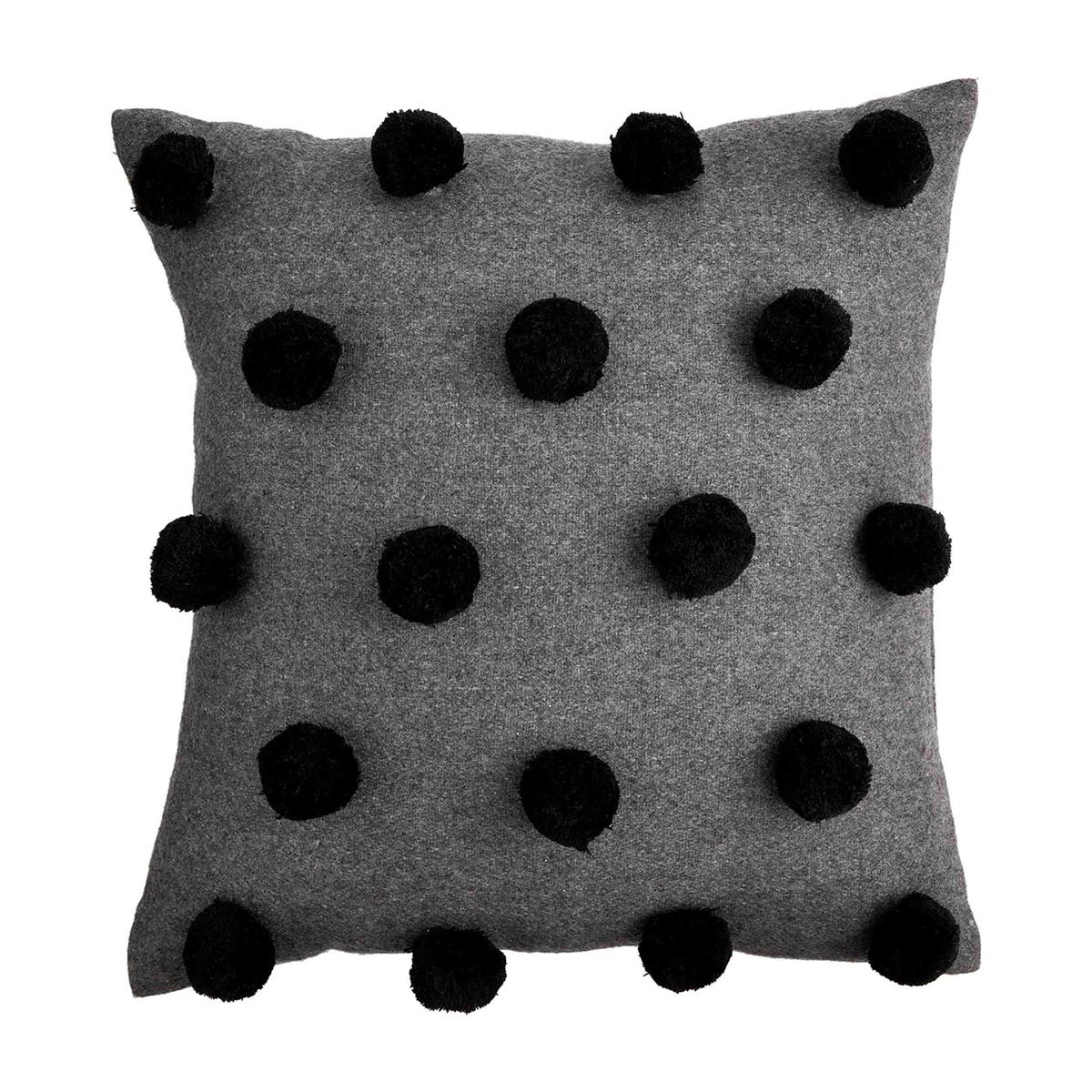 BLACK POM-POM PILLOW