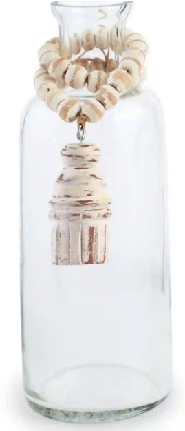 TASSEL GLASS VASE WITH BEADS