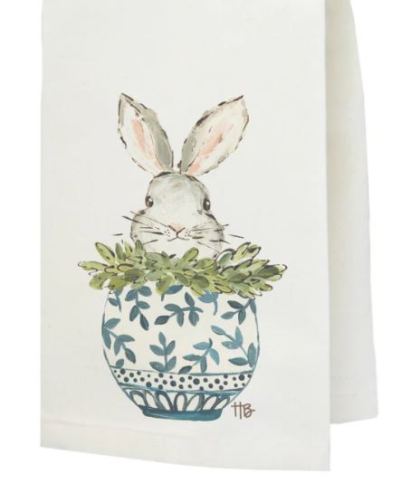 BUNNY CHINOISERIE POT TEA TOWEL