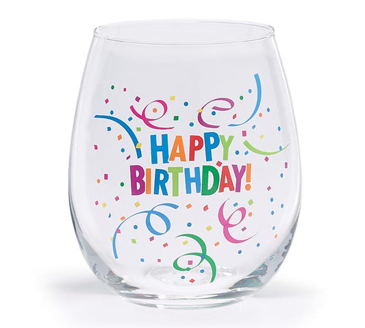 STEMLESS WINE GLASS HAPPY BIRTHDAY