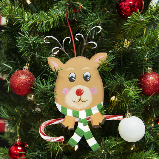 REINDEER CANDY CANE HOLDER ORNAMENT