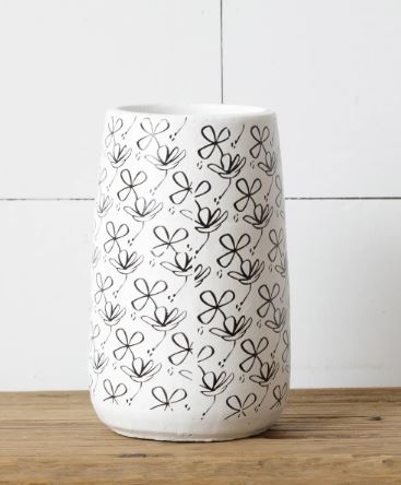 Vase - Black And White Flower