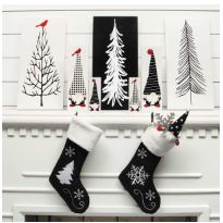 FALALA SNOW TREE RECTANGULAR WOOD SIGN BLACK