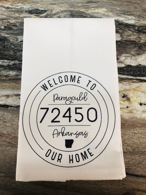 PARAGOULD ZIP WELCOME TEA TOWEL