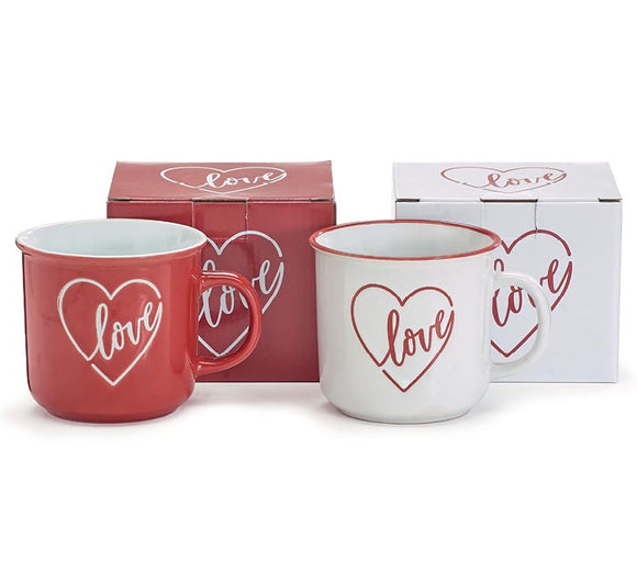 LOVE MUG ASSORTMENT IN RED AND WHITE