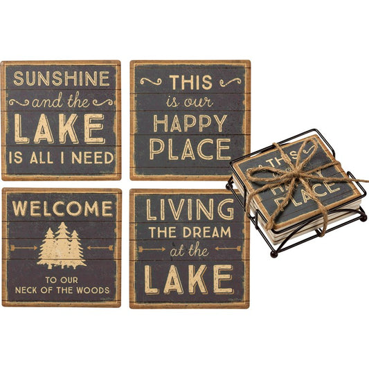 This Is Our Happy Place Lake Coaster Set