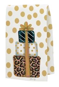 BLACK AND GOLD STACKED GIFTS TEA TOWEL