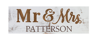 Mr. & Mrs. Carved Sign