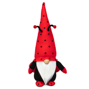 Lady Bug Gnome with Wood Nose 11.5"