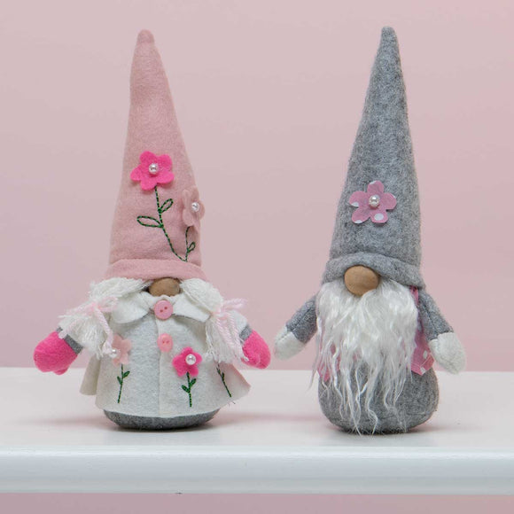 Spring Flowers Gnome Couple with Wood Nose 9