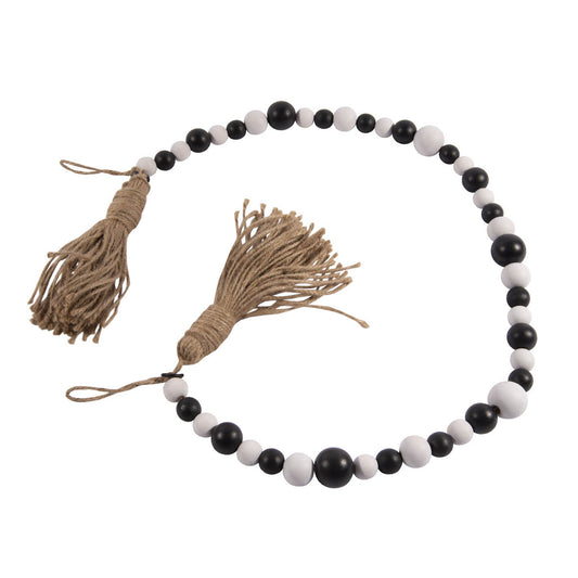 BLACK & WHITE WOOD BEAD GARLAND