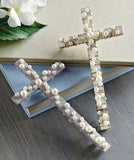 WOOD CROSS WITH PEARLS