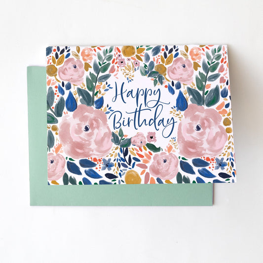 Happy Birthday Autumn Blossom Greeting Card