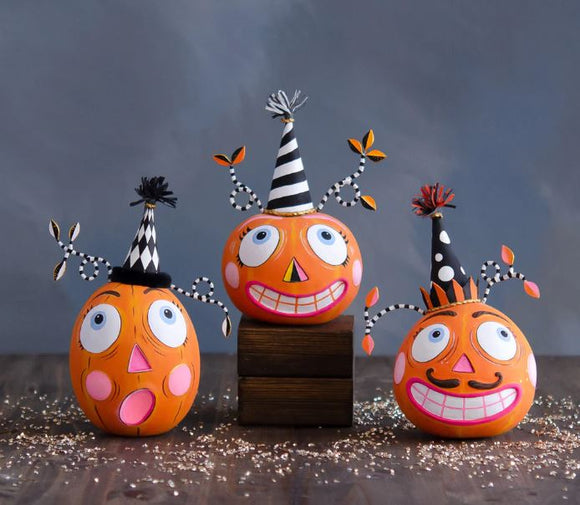 SMALL SURPRISE, MUSTACHIO, PARTY PUMPKINS (SOLD INDIVIDUALLY)