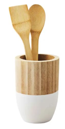 WHITE TWO-TONE UTENSIL HOLDER SET