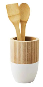 WHITE TWO-TONE UTENSIL HOLDER SET