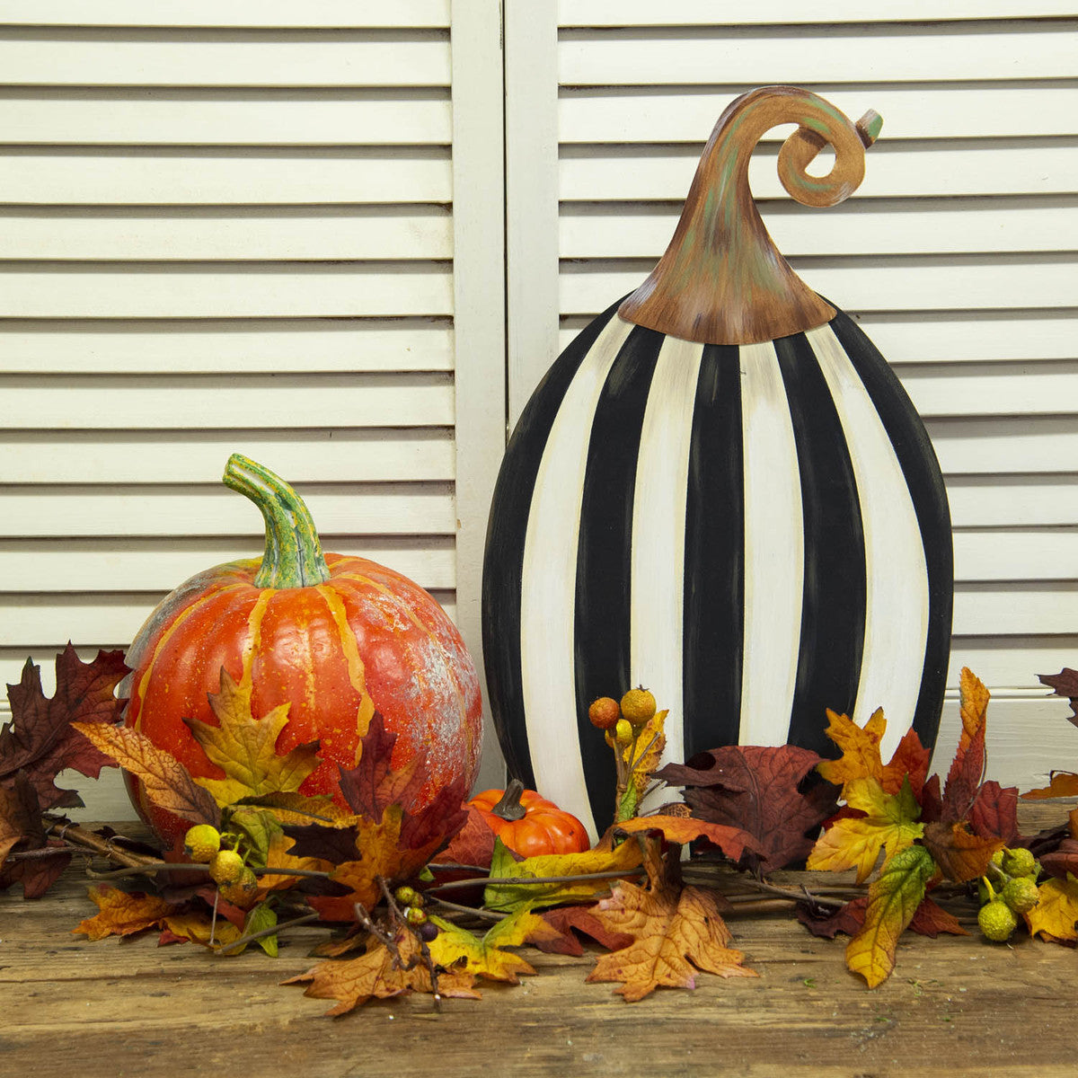 Tall striped pumpkins